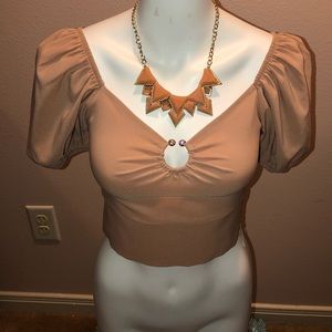 Crop top with Puffed sleeves